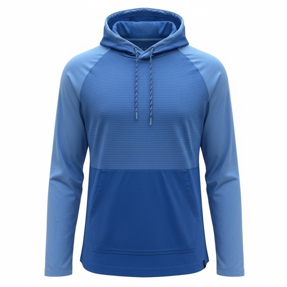 LL Bean Womens Large L‎ Reg Blue Colorblock Lightweight Hoodie Pullover Casual